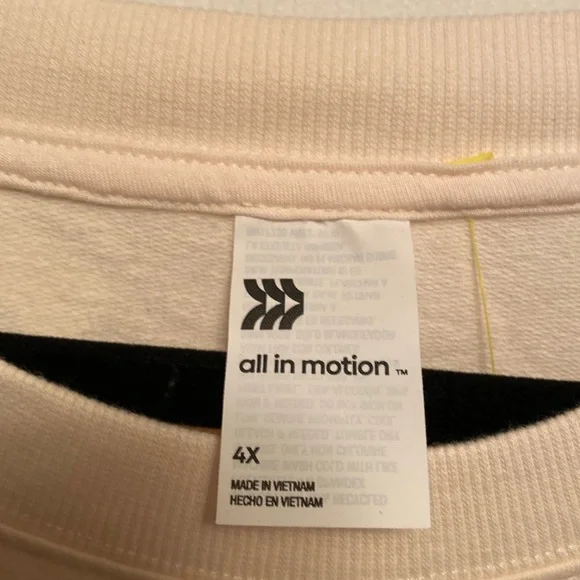 All in Motion Ivory French Terry Sweatshirt…size 4X - Picture 4 of 6